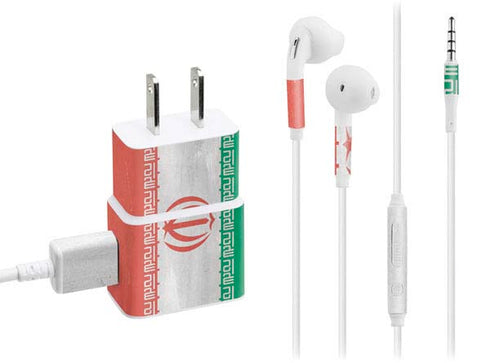 Iran Flag Distressed Phone Charger Skin